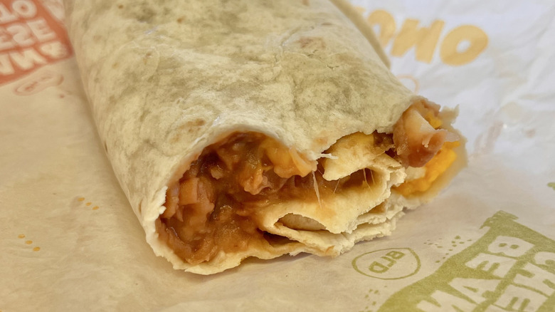 Eight layer veggie burrito close up