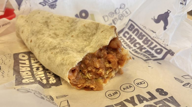 Bean and cheese burrito with red sauce