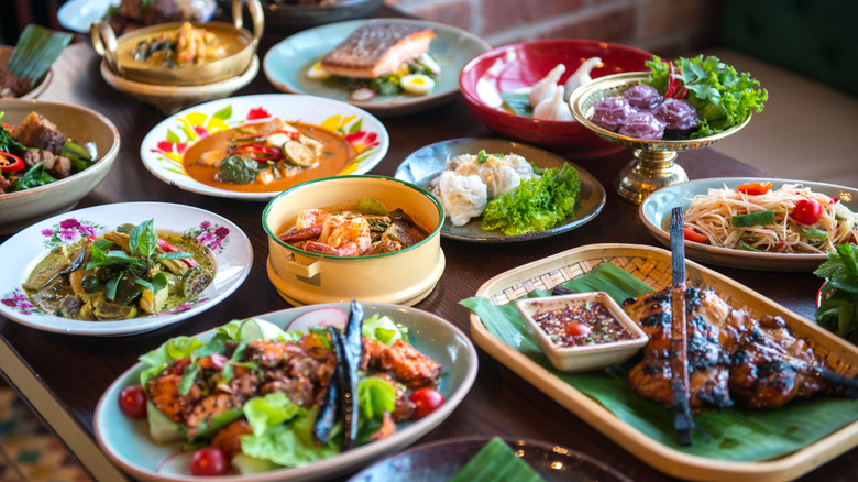 Table of Thai dishes