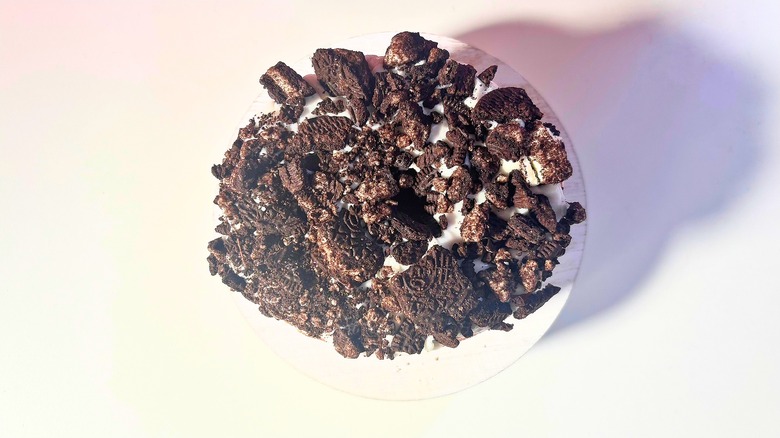 Voodoo Doughnut Dirt donut on white table