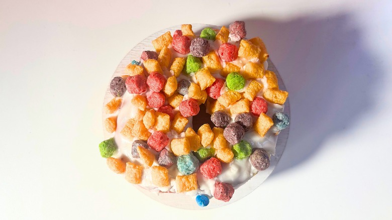 Voodoo Doughnut Oh Captain My Captain donut on white table
