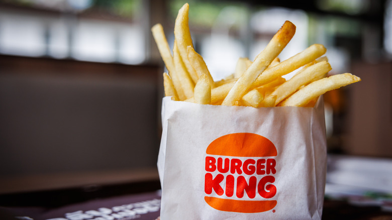 A paper package of Burger King french fries