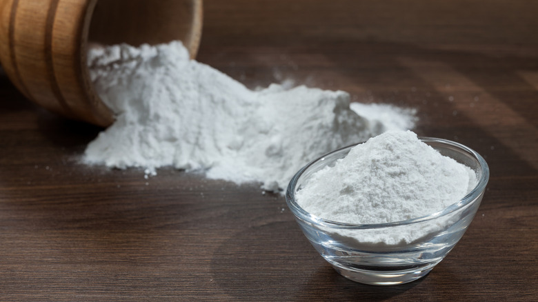 Baking soda on dark surface