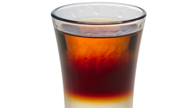 A shot of Jägermeister with coffee mixed in