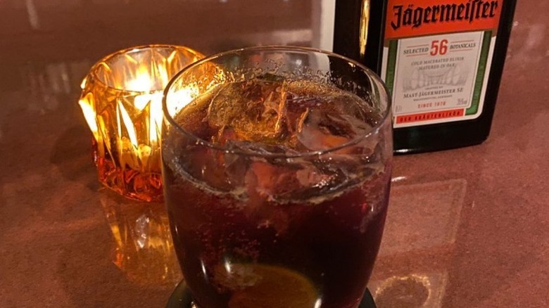 Close-up of a Jäg and Coke