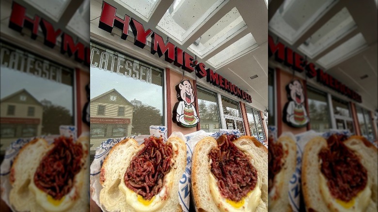 Hymies deli sign sandwiches 