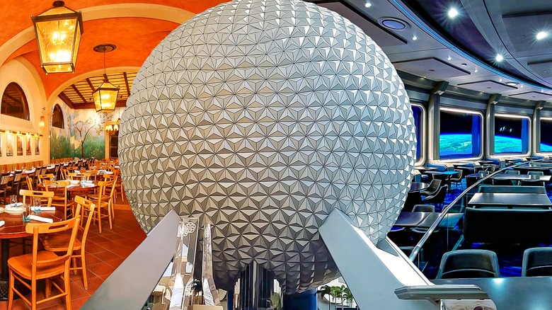 Epcot ball with restaurants