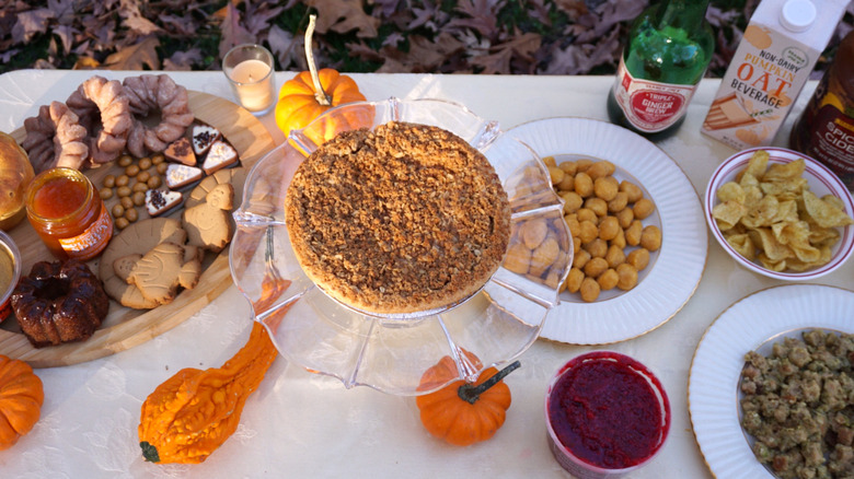 Thanksgiving feast on table