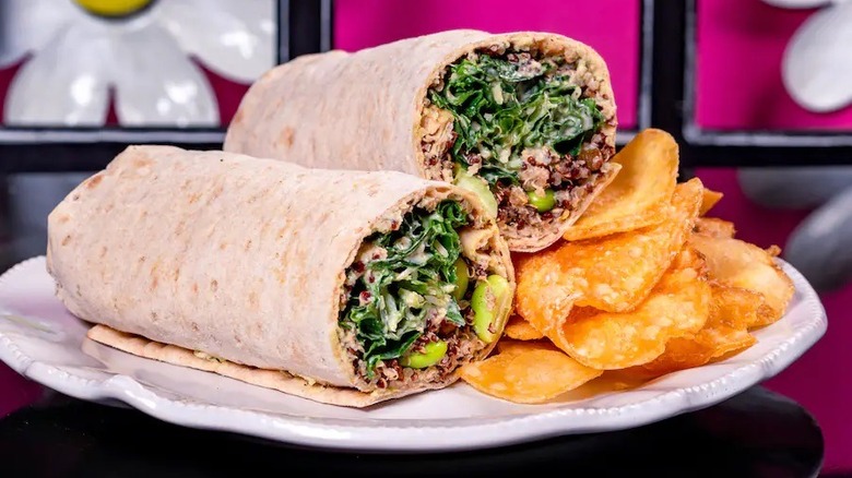 Spring garden wrap from Café Daisy plated with chips