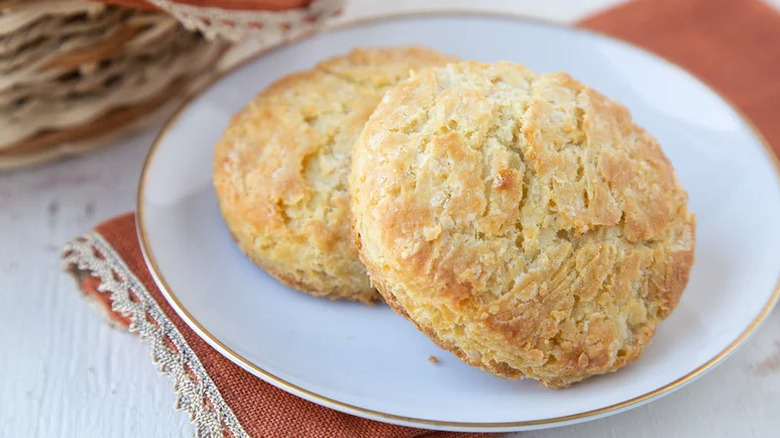 Two Angel Biscuits on white plate