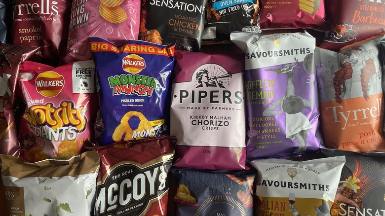 Colorful British chip bags