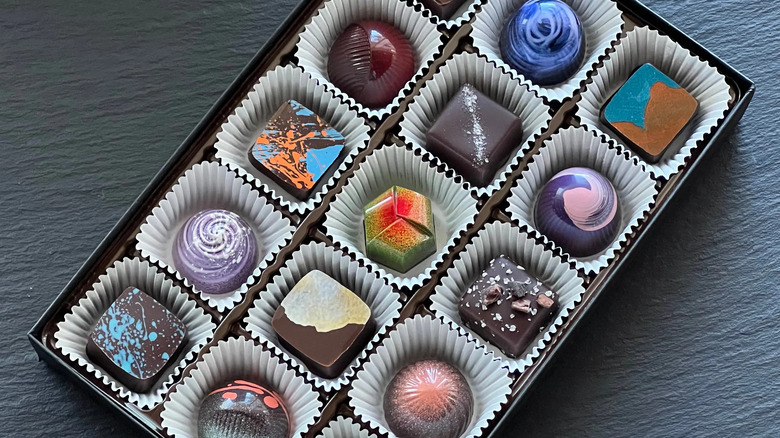 Box of artful chocolates