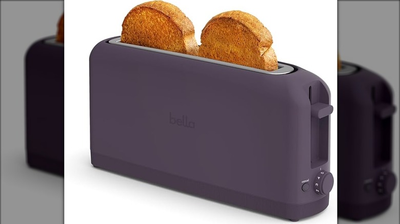 A purple BELLA toaster with toast