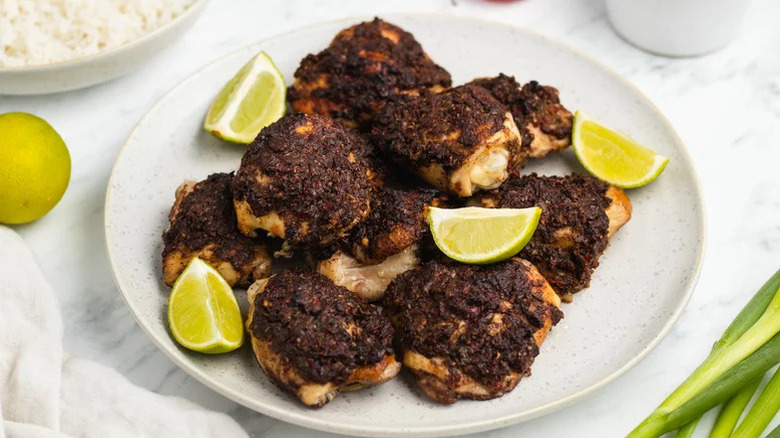 Jerk chicken on a plate