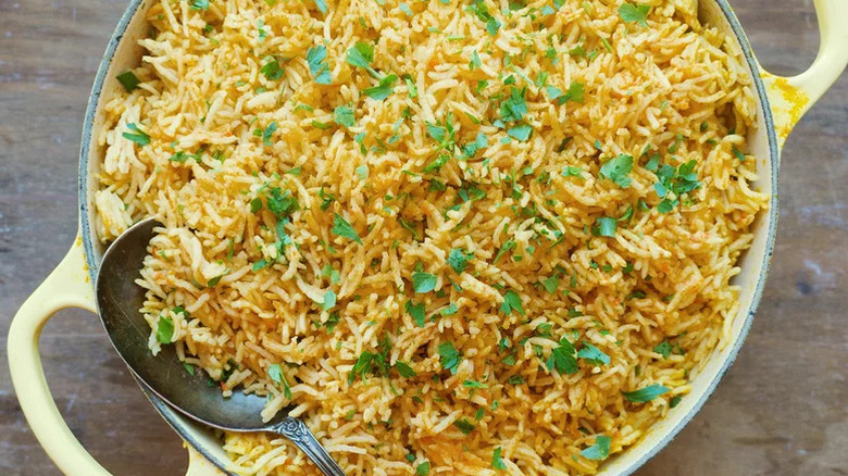 Aerial shot of Nigerian jollof rice