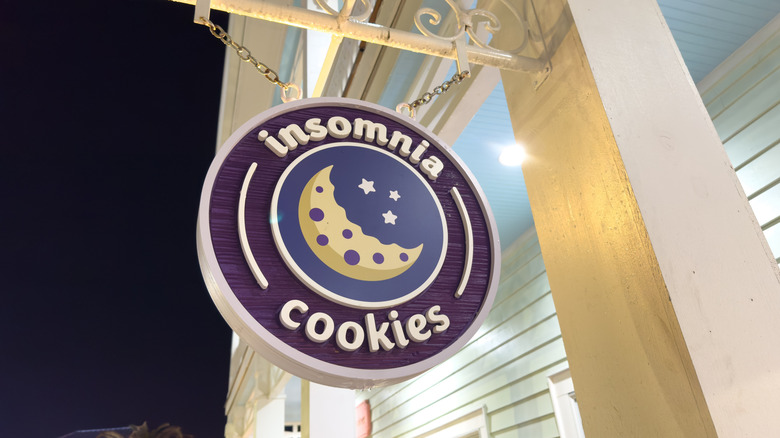 Insomnia Cookies sign on white building