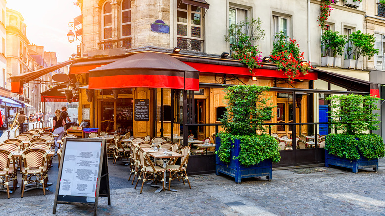 Parisian bistro exterior