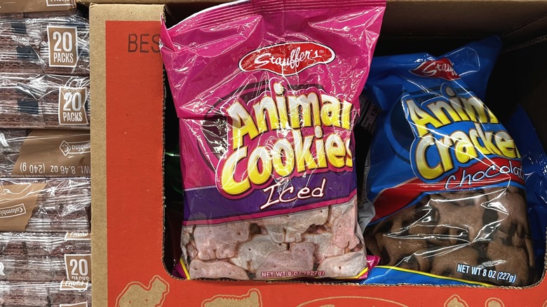 bags of animal crackers in various flavors