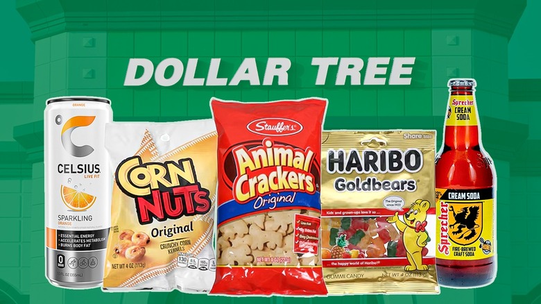 Composite image featuring Dollar Tree storefront along with various hidden gem items available there