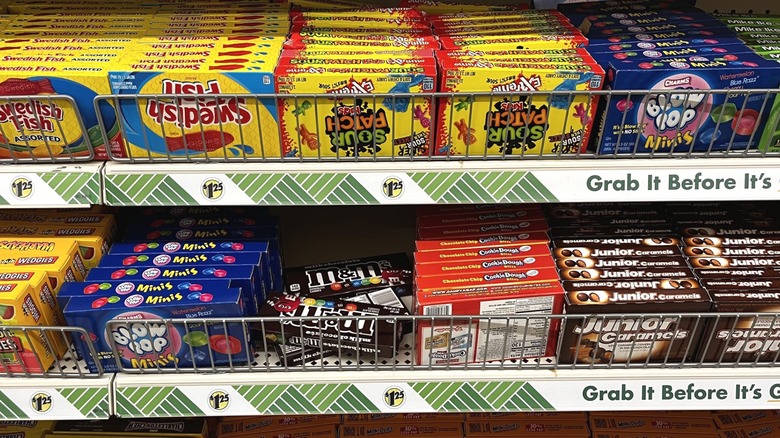 Boxes of popular movie theater candies