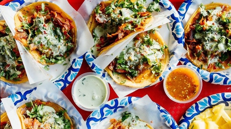 Various tacos from Tacos El Gordo