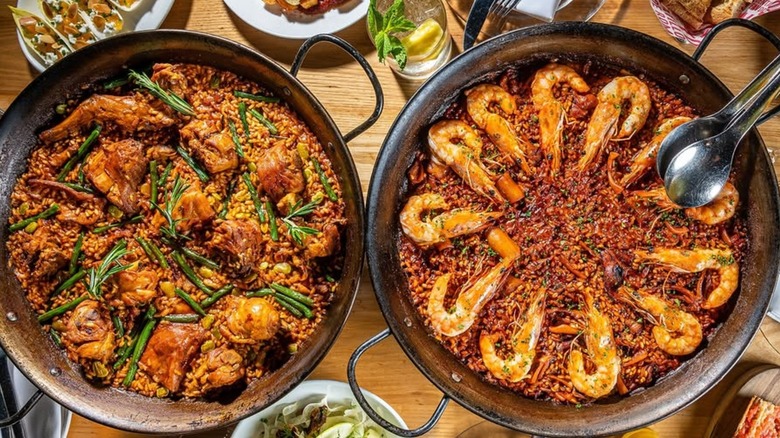 Valencian paella and shrimp paella at Jaleo