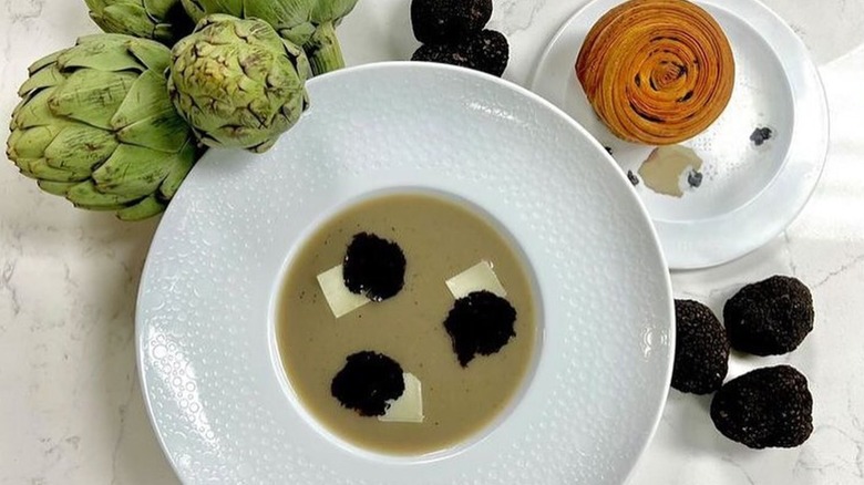 Artichoke and Black Truffle Soup at Restaurant Guy Savoy