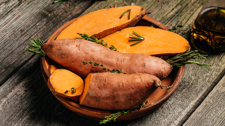 Bowl of Beauregard sweet potatoes