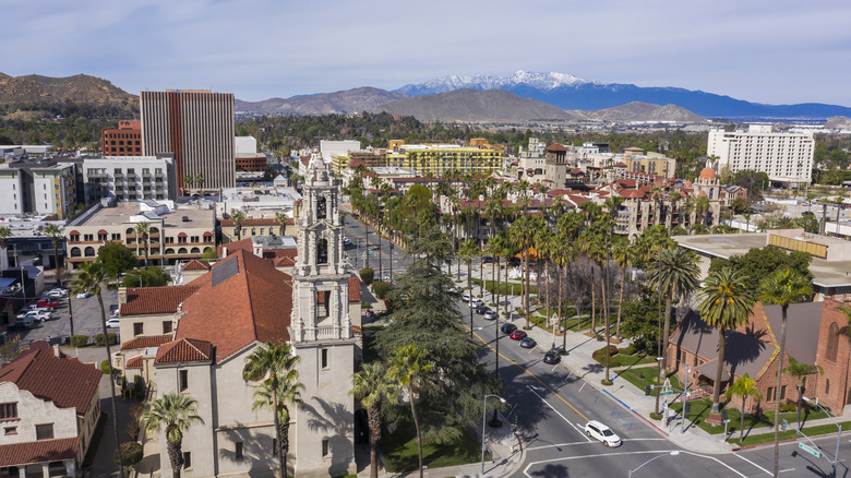 Aerial view of the Riverside downtown area
