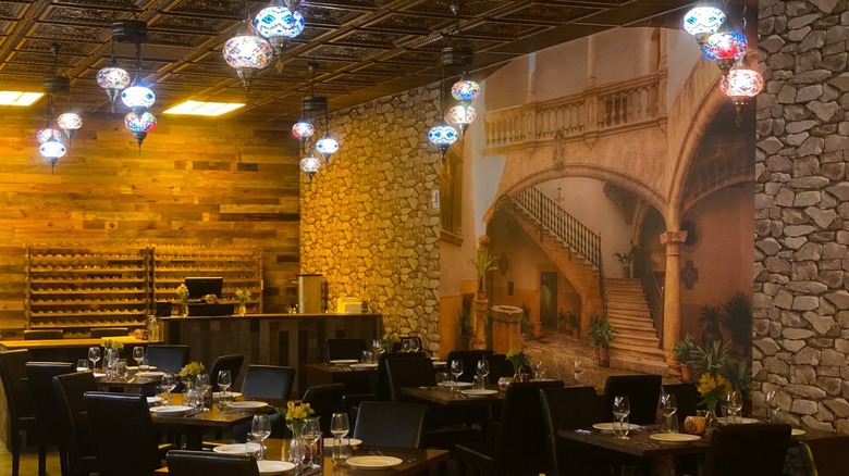 Kan Zaman Restaurant dimly lit interior with Islamic-style lanterns