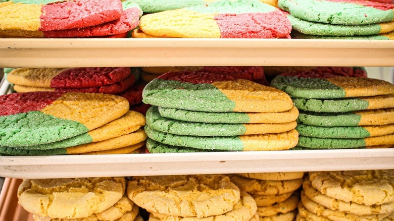 Stacks of colorful Mexican cookies