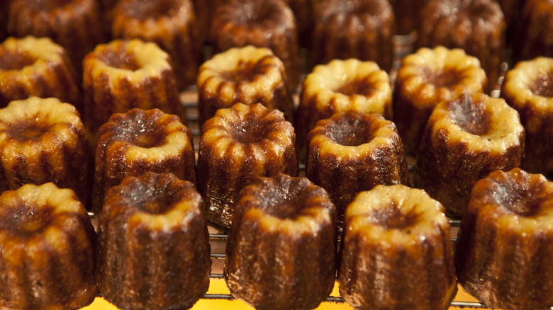 Displayed canelés pastries