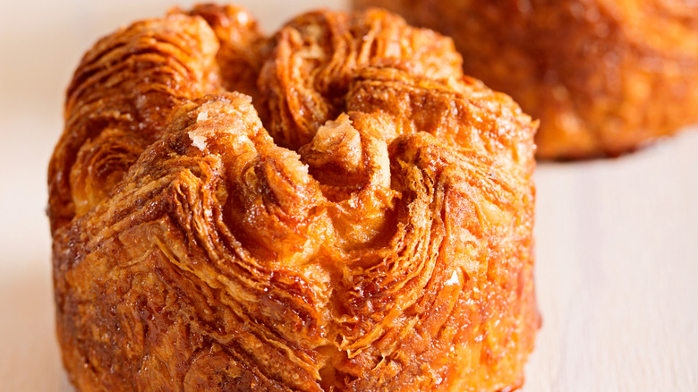 Close-up of kouign-amann pastry