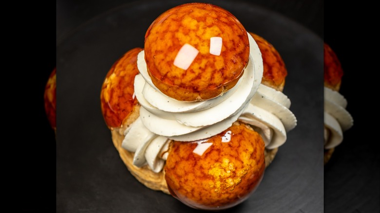 Close-up of Saint-Honoré cake