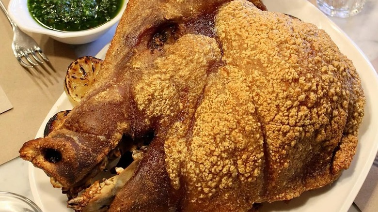 Pig's head at Chi Spacca