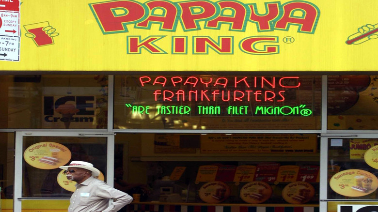 Exterior sign at Papaya King