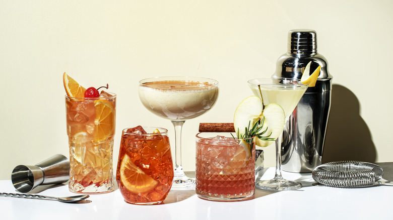 five different cocktails