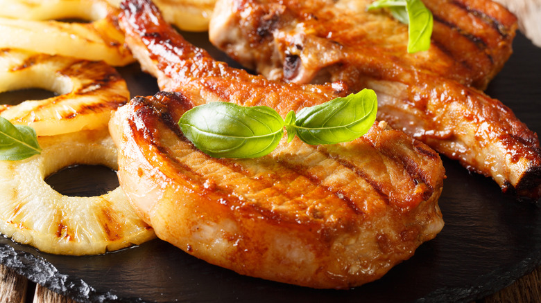 Pork chops with pineapples
