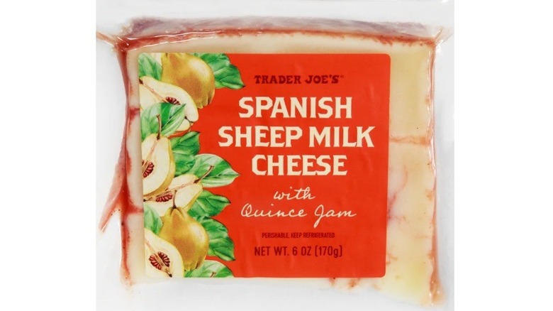 Plastic package of Spanish sheep milk cheese with quince jam