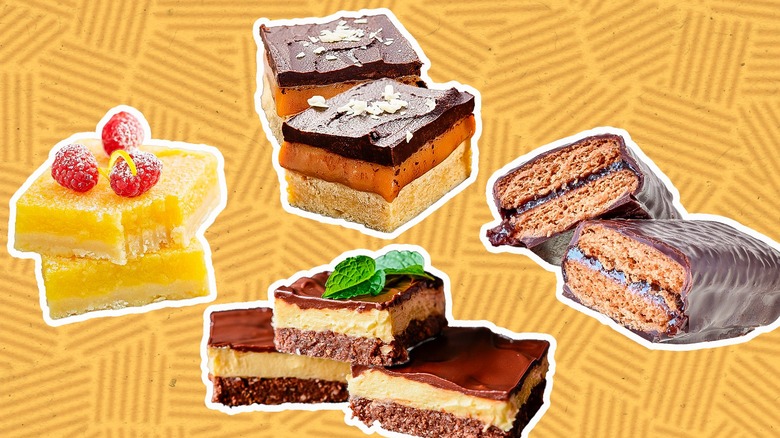 Cookie bars on yellow background