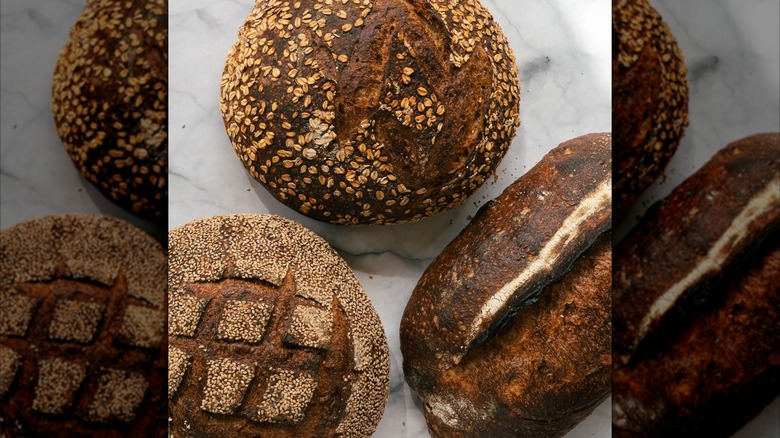 multiple loaves of sourdough bread from Tartine bakery in California