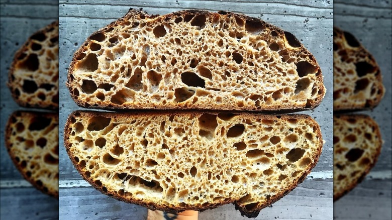 cross cut of sourdough loaf from Josey Baker Bread in San Francisco