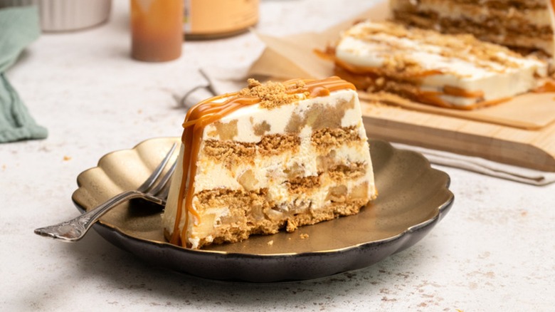 Slice of apple icebox cake
