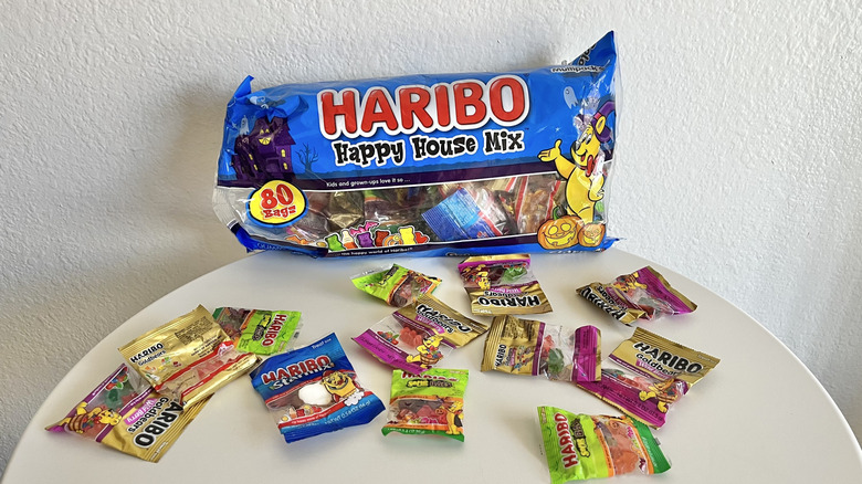 Haribo Halloween Happy House Mix candies on a table