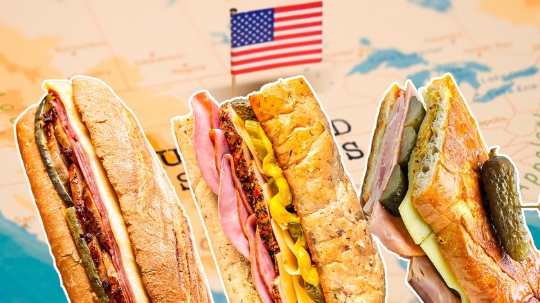 Row of Cuban sandwiches