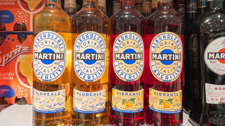 Bottles of Martini Floreale and Martini Vibrante on shelf
