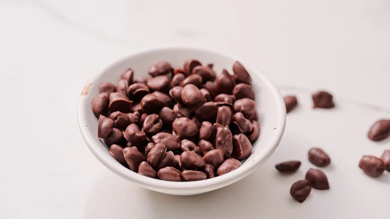 Chocolate-Covered Espresso Beans in small white bowl