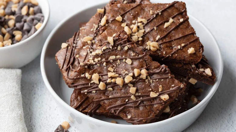 Coffee Toffee Brownie Brittle in white bowl