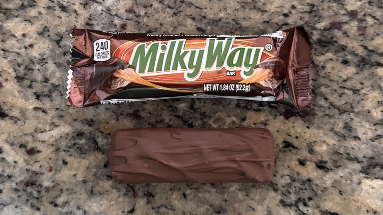 milky way bar on counter next to wrapper