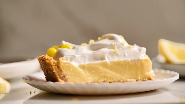 Lemon martini pie slice on a plate